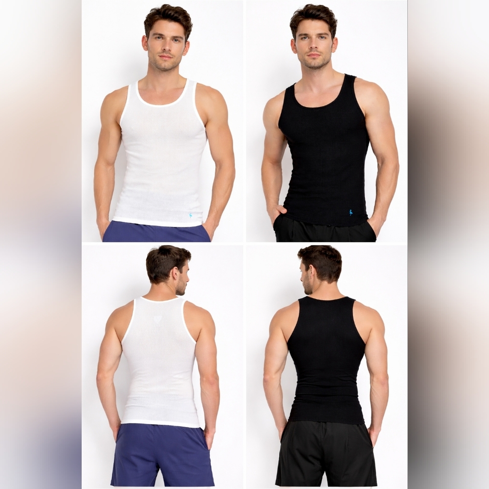 Nwt TailorByrd 4 Pack Round Neck Sleeveless Plain Tank Tops Ribbed Flamingo Tee